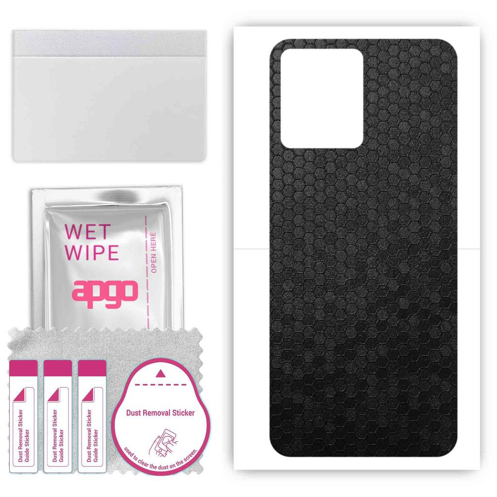 apgo Protective Skin Sticker for the back compatible with Realme C30, Wrap Film, Foil, Vinyl - Pattern Black Honeycomb