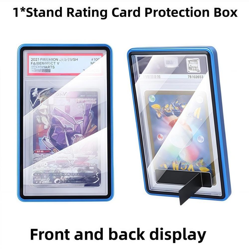 2-in-1 PSA/CGC Graded Card Protective Box Transparent with Stand Metal Magnetic Case Double-sided Glass UV Protection