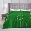 Warm Blankets Travel Office Soccer Field White Line Grass Background Bedding Throws Flannel Bedspread For Couch Chair Sofa Bed