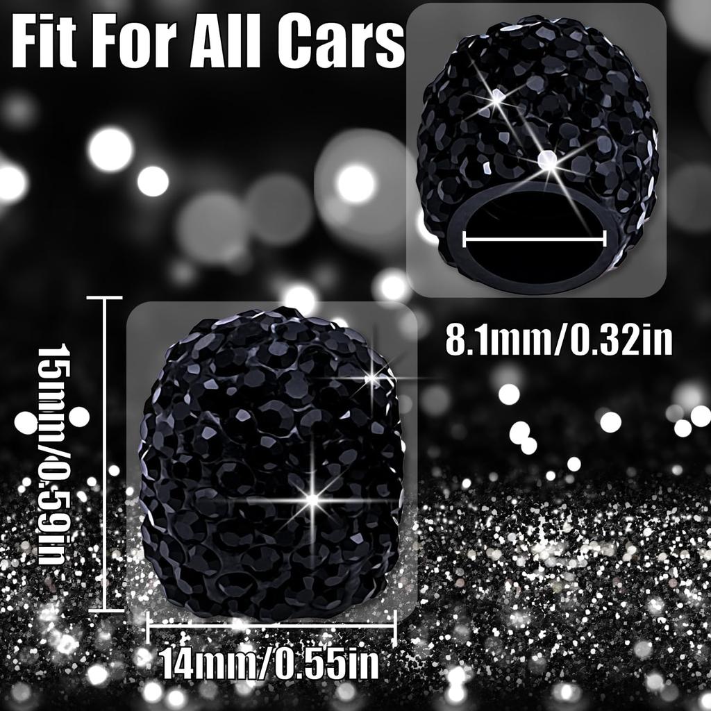 4PCS Bling Crystal Diamond Tire Stem Valve Caps, Dustproof Car Wheel Tire Valve Caps Universal Tire Valve Stem Covers for Cars, SUV, Trucks, Bikes,