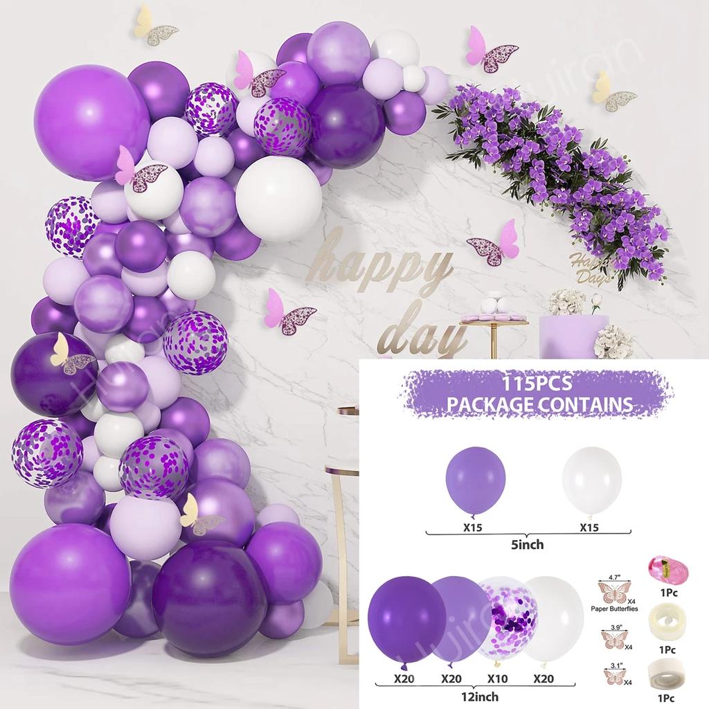 Lila Schmetterling Ballons Girlande Bogen Kit Latex Ballon Geburtstagsfeier Deko Kinder Erwachsene Hochzeit Ballon Babyparty Deko Ballon