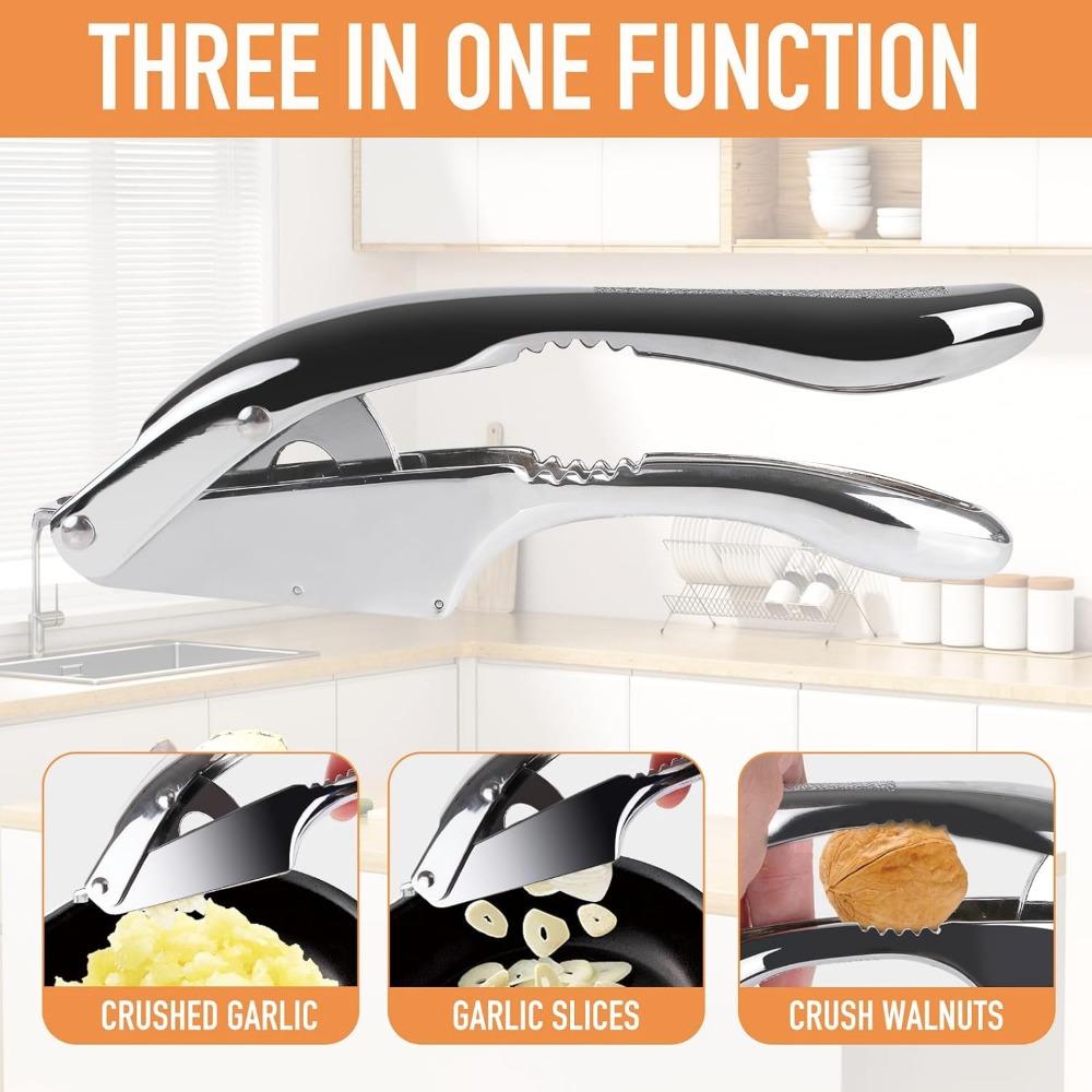 Garlic Press and Slicer 2 In 1,Effortlessly Crush, Slice, and Mince Garlic,with This Versatile Kitchen Tool - Perfect for Home Cooks and Chefs Alike