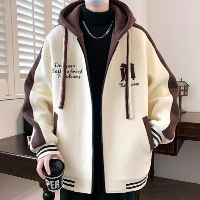 Youth Boys' Trendy Hooded Baseball Jacket for Spring and Autumn