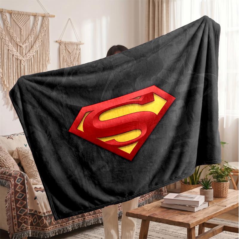 Superman Printed Flannel Blanket, Skin Friendly Warm Throw for Indoor Couch Bed Daily Use