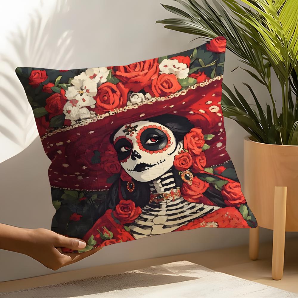 Festival Day of the Dead Art Pillow Case Linen Cushion Covers For Decorative Sofa Home Pillows Case Car Chair Pillows Cases