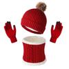 3pcs/set Keep Warm Winter Knitted Hat Thicken Warm Pullover Hat Soft Winter Hat Set  Women