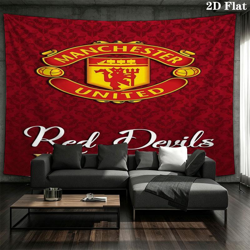Manchester United F Custom Name Wall Tapestry Aesthetic Wall Hanging Printed Fabric Blanket Decorative Tapestries for Bedroom Living Room Home Decor