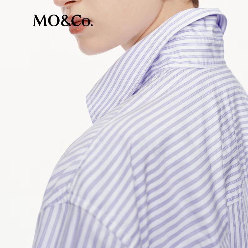 MO&Co. Heart Embroidery Striped Cotton Shirt