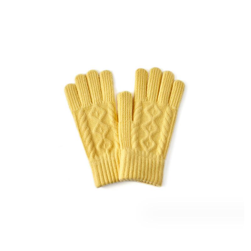 Gloves for Women Autumn and Winter Knitted Gloves Cute Solid Color Cold Proof and Warmth Thickened Cycling Touch Screen Versatile Gloves