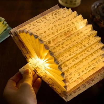3D Stereoscopic DIY Book Lamp Fan Shaped Simulation Folding Night Light with Tassels Ornament Art Book Light Material Kit Home