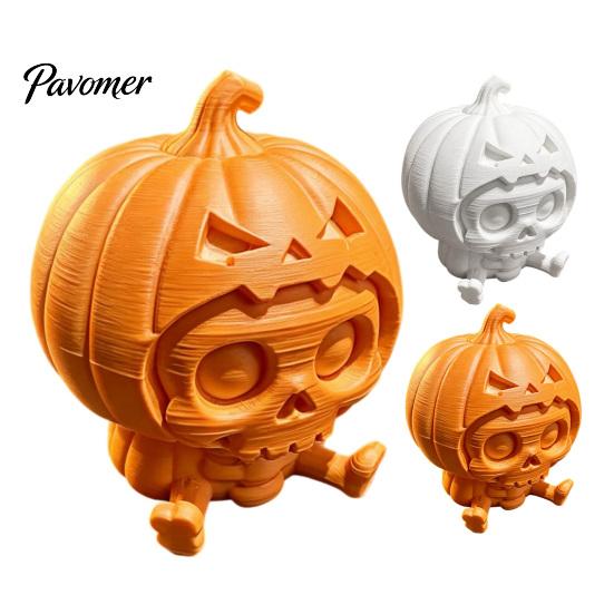 Niche Halloween Tabletop Decor Pumpkin Skull Ornament, Hollow Ghost Face Design, 3D Printed Unique Detailed Layered Figurine, for Desktop Display And