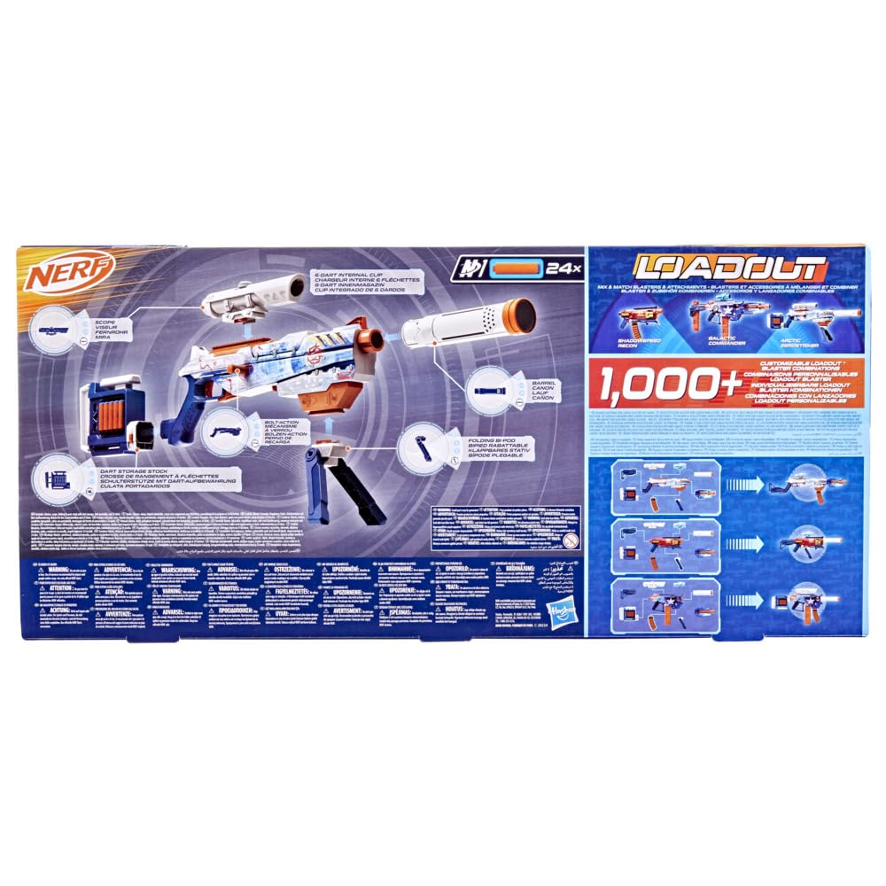 Hasbro Nerf Loadout Arctic Zero Striker Blaster with 4 Interchangeable 24 N1 and a Toy Gift for Ages Authentic Accessories, Darts, 6-Dart Built-in