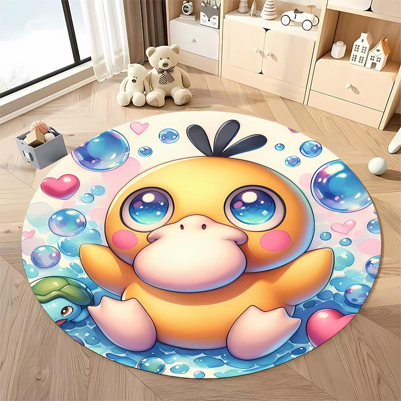 Various Styles and Sizes Pokemon Psyduck Cartoon Round Carpet Bedroom Living Room Sofa Study Desk Seat Mat Kids Room Decor Rug