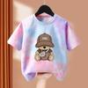 Jungen Batik Kurzarm T-Shirt Sommerkleidung Neues Kinder Halbarm Oberteil Sommer Große Kinder Locker Trendiges Sportliches T-Shirt