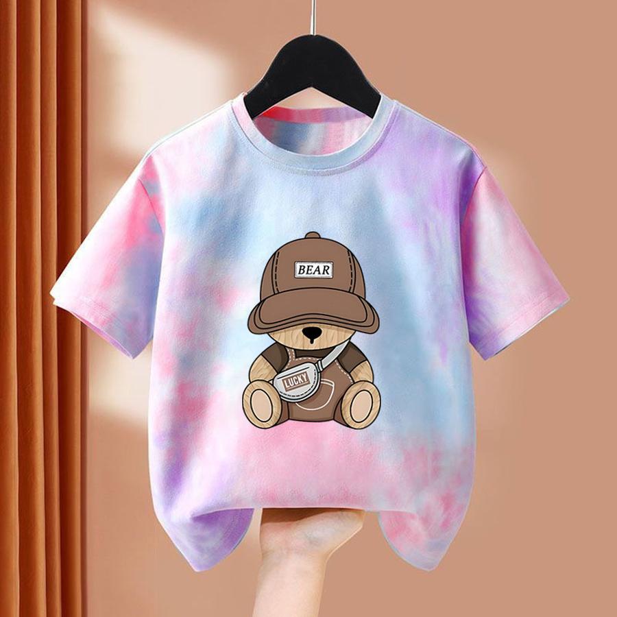 

Boys Tie-Dye Short Sleeve T-Shirt Summer Clothes New Children s Half Sleeve Top Summer Large Kids Loose Trendy Athletic T-Shirt 160cm фіолетовий