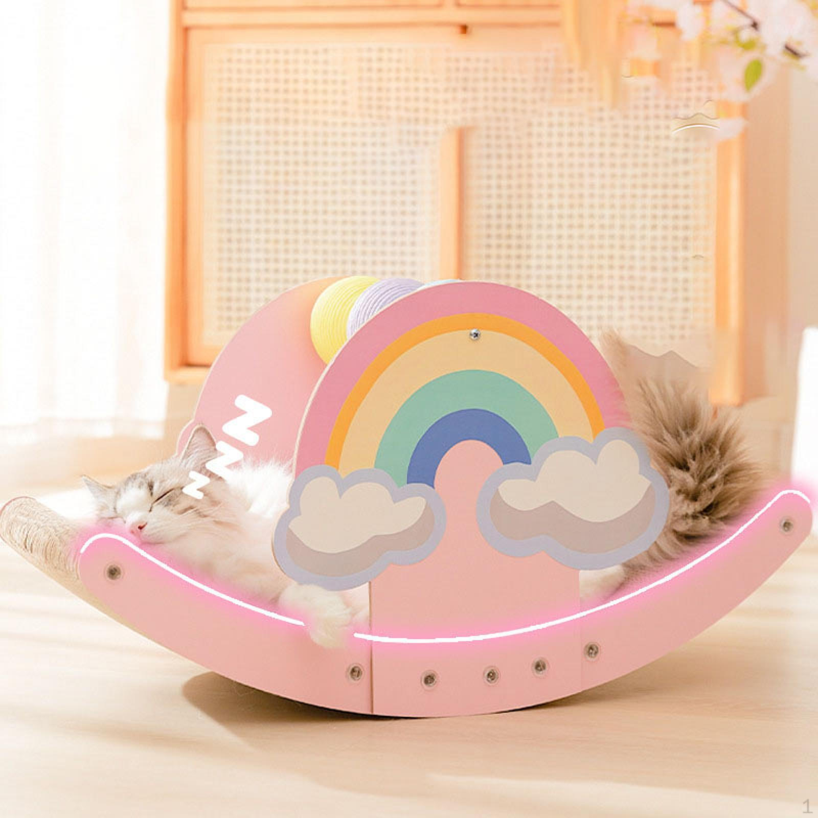 Cardboard Cat Scratching Lounge Bed for Indoor Kittens Rainbow