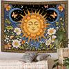 Sun and Moon Tapestries Celestial Style Tapestries Mystical Floral Butterfly Wall Tapestry Bedroom Dormitory Living Decoration