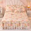 3pcs Sheet Set High Grade 100% Cotton Printed Bedspread King Queen Size Cute Pure Cotton Thick Bed Skirt with 2pcs Pillowcase