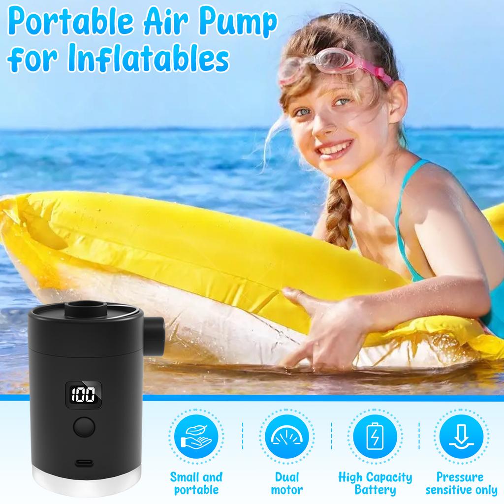 Mini Air Pump Wireless Electric Inflator Pump with Digital Power Display Portable Outdoor Camping Speed nflate Beds Air Mattres