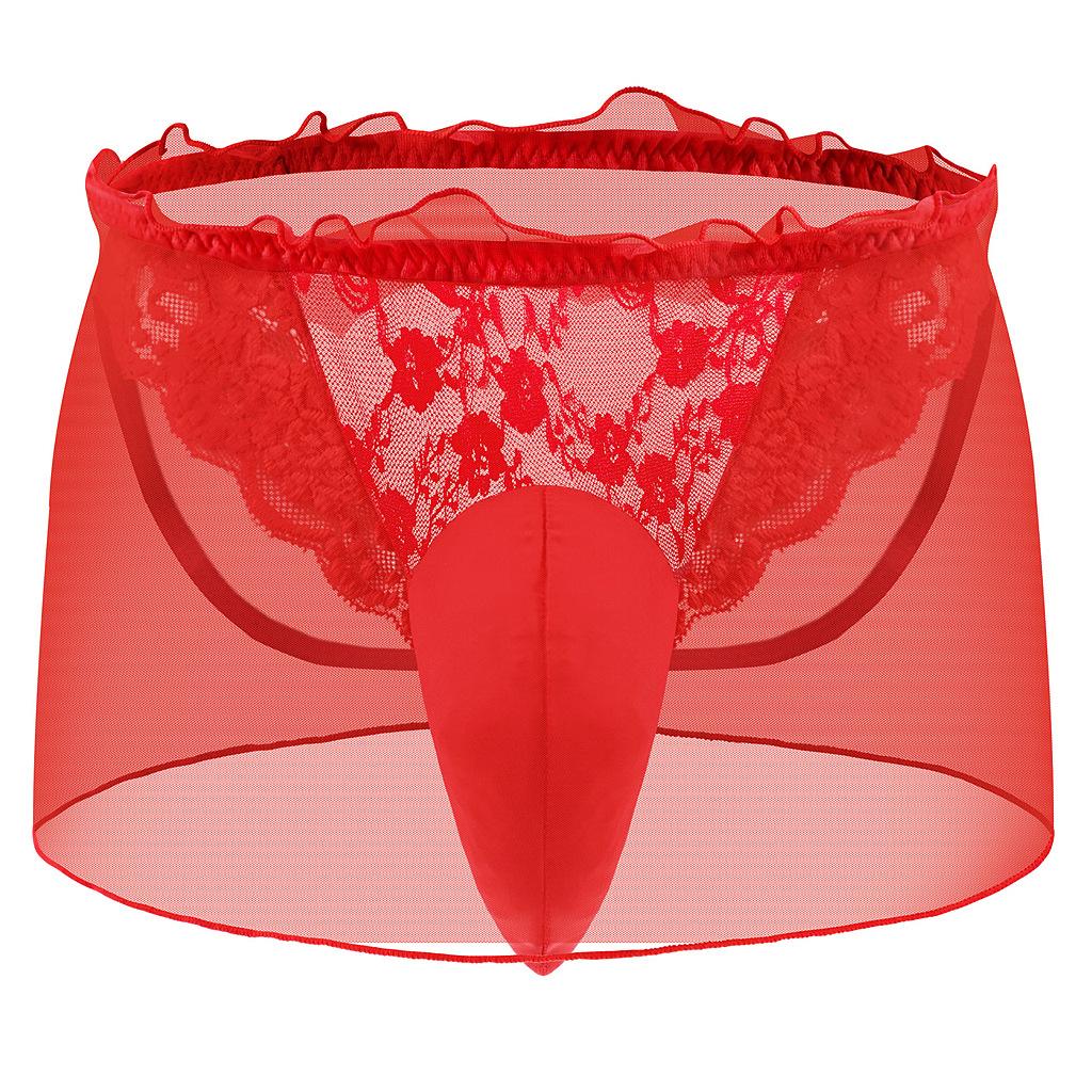 Men'S Sissy Translucent Mini Skirt Flowy Skirts Ruffle A-Line Tulle Micro Skirts Sexy Crossdressing Lingerie Gay Jockstrap Thong