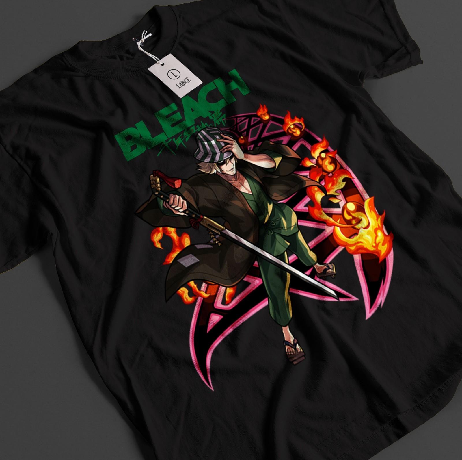

Bleach Anime Shirt Urahara T-Shirt Mens Womens Tees Top Ichigo Bankai Tshirt Aizen Zaraki Unisex Tee S