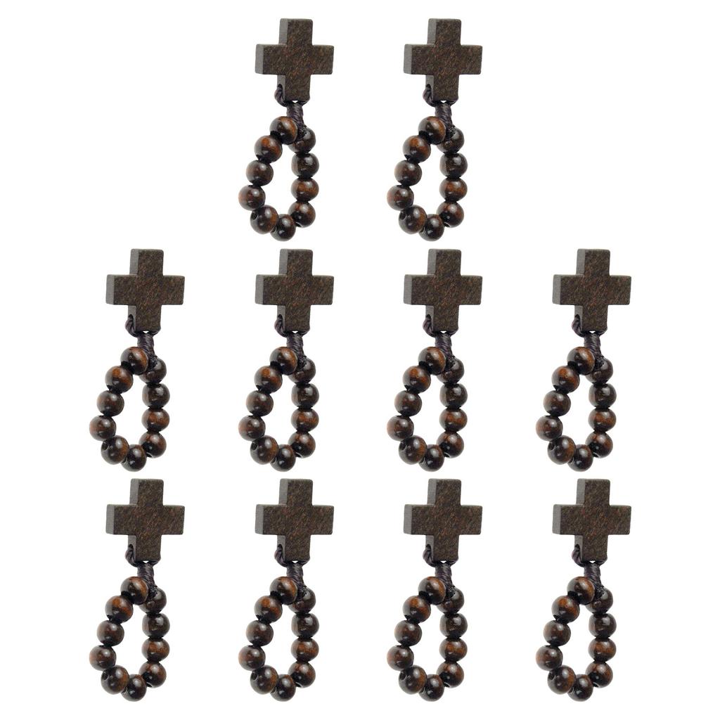 Classical Religious Finger Rosary Wood Beads with Crosses for Daily Wear or Gift for Spiritual Comfort Religious Gift