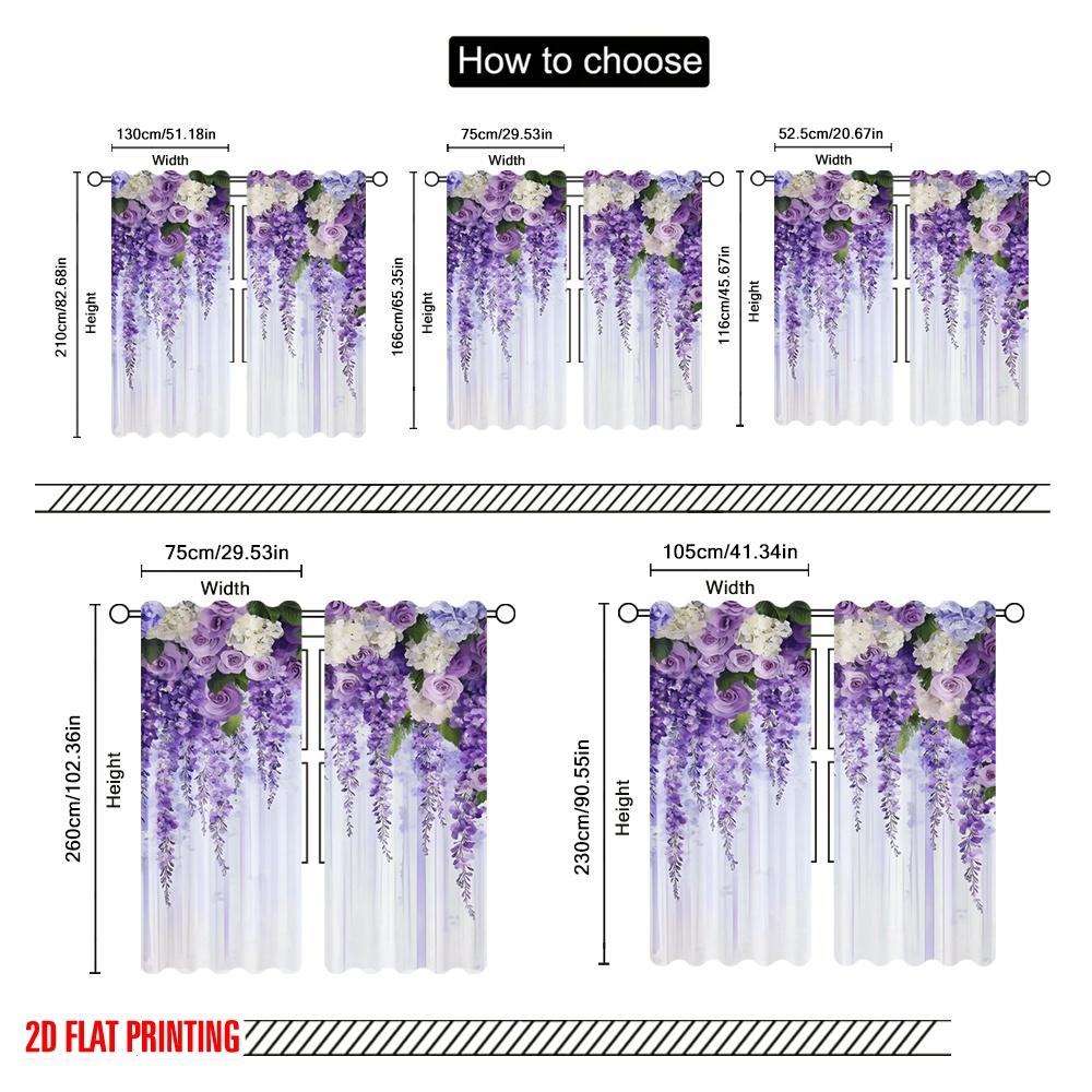 Plane Printing Popular Curtains Lavender Elegance Versatile Polyester Fabric Without Rod Decorations Inside Perfect Set Of 2 Made