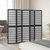 5 Piece Black Folding Screen Solid Paulownia Wood