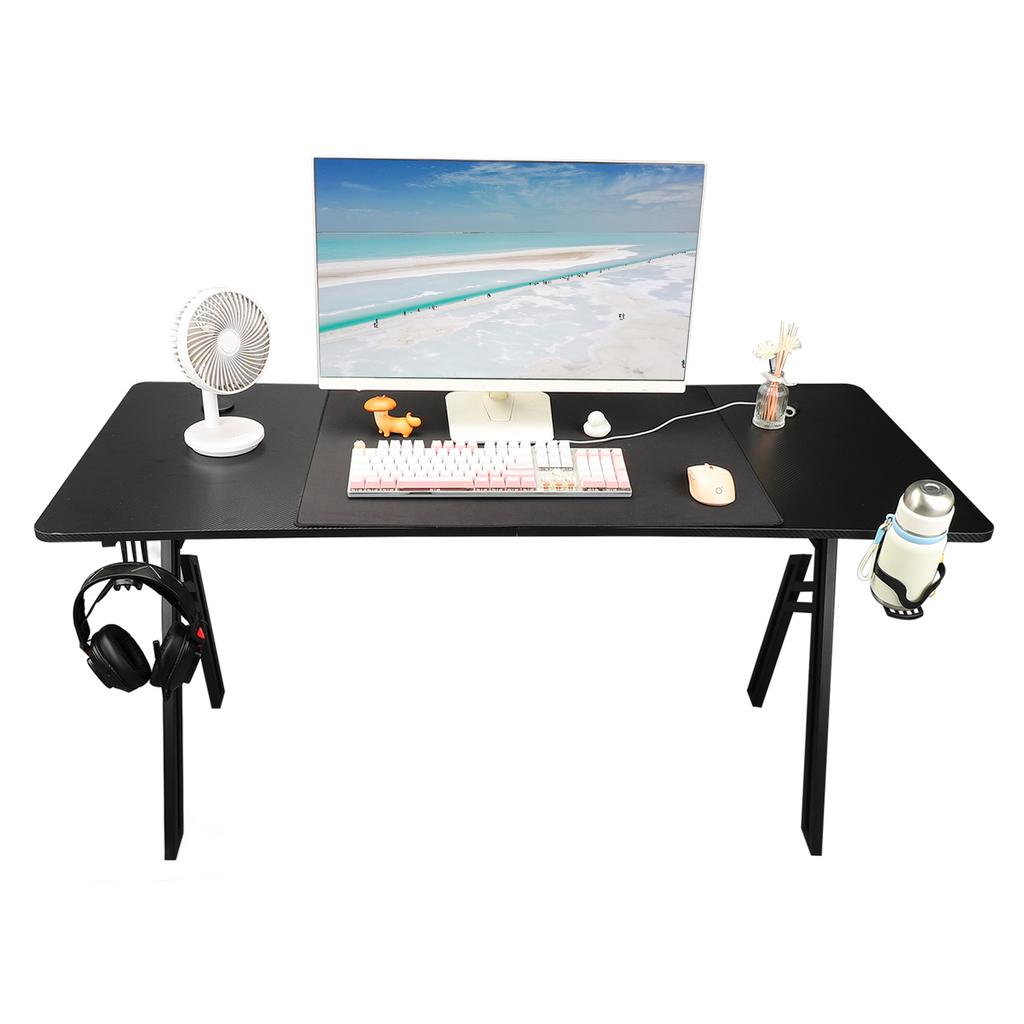 Computer Desk Non Slip Gaming Table 1.4m with Big Mouse Pad Water Cup Holder Earphone Hook