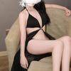 Night Around Sex Clothes Bikini Vacation Style Split Swimsuit Sexy Low Cut Neck Dress Dress