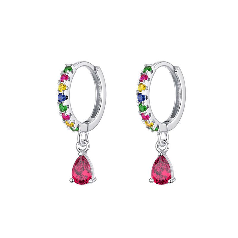 Rainbow Colored Zircon Ear Buckle Set, Love Water Drop Pendant, Small Earrings, Light Luxury and Exquisite Stacked Women's Earrings.