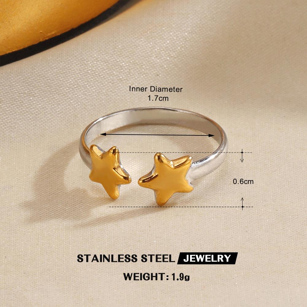 

Color Blocking Star Ring Woman Exaggerated Vintage Zircon Stainless Steel Geometric Open Rings Prom Accessories Gift resizable