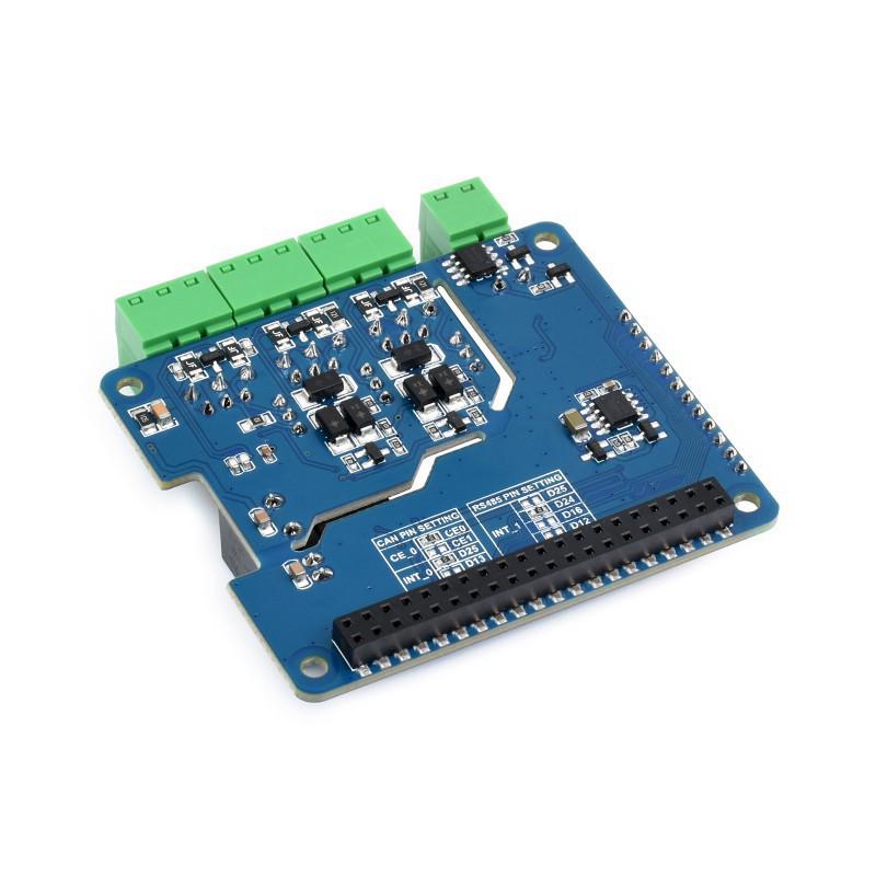 Raspberry Pi 4B RS485/CAN Expansion Board with SPI Interface and Magnetic Coupling Isolation