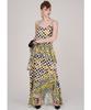 Greedius Checkerboard Chain Ruffle Dress