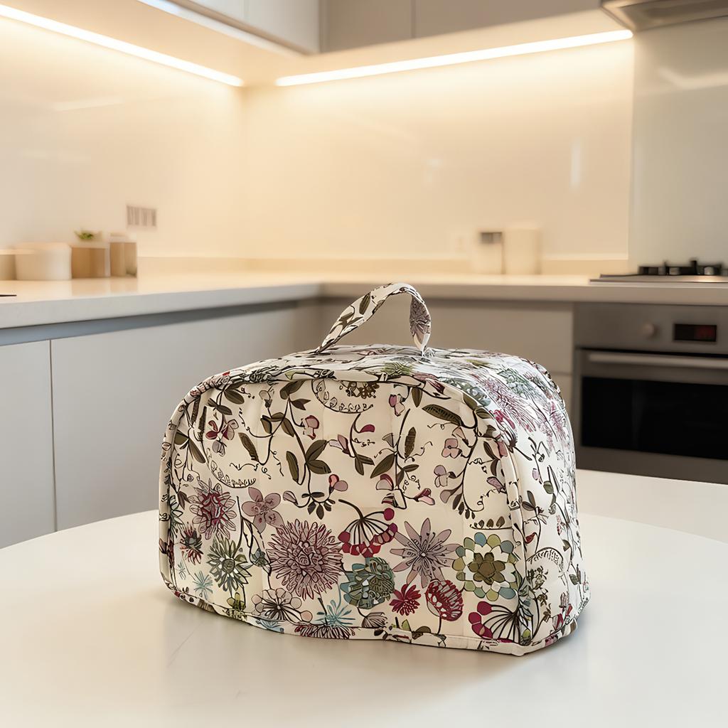 Floral Printed Toaster Cover with Handle Quilted Bread Machine Cover Multifunctional Appliance Protective Bag for Home Kitchen