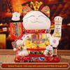 Automatic Waving Ceramic Lucky Cat Figurine - Perfect for Housewarming, Cash Register, or Living Room Decor