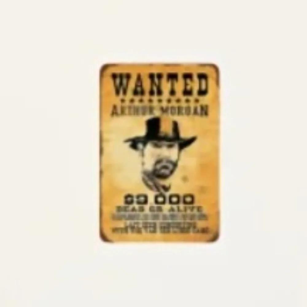 ARTHURMORGANARTZ Arthur Morgan 'Wanted' Vintage Metal Sign - UV Resistant Iron Wall Art, Pre-Drilled for Home Bars & Gaming