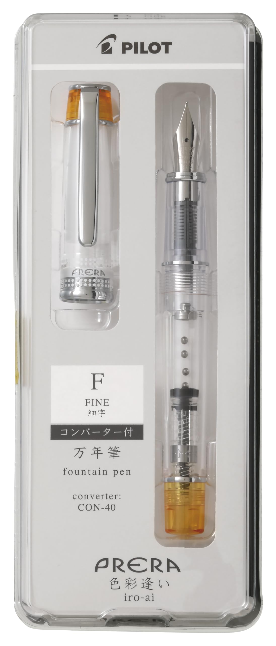

PILOT Fountain Shikisaiai Fine Transparent PFPR1TOF Pen, Prera, F, Nib, Orange,
