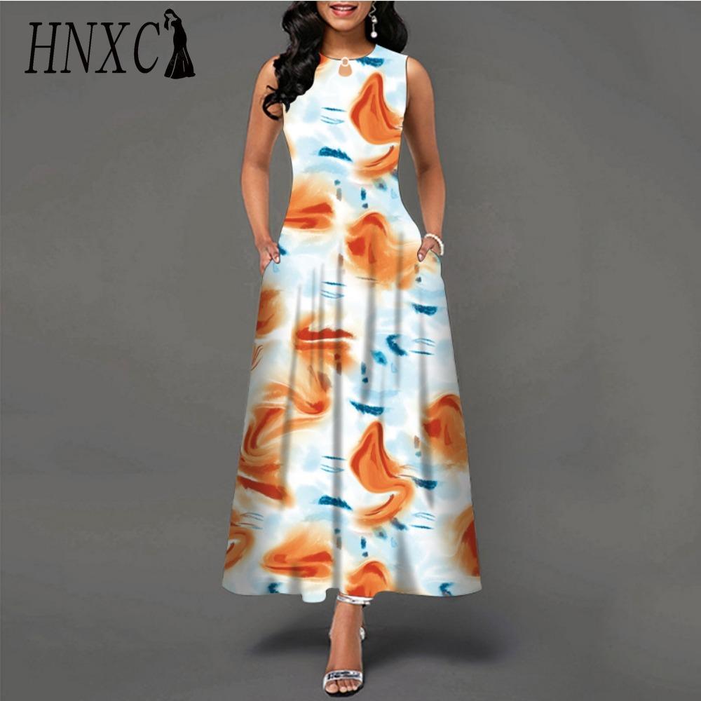 HNXC 48 barev Nové dámské volné vintage květinové volánové šaty Befree šaty Velká letní párty Tílka Elegantní maxi šaty