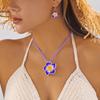 Fashion Elegant Big Flower Jewelry Set for Women White Pink Purple Blue Resin Flowers Necklace Earring Girls Beach Party Jewelry