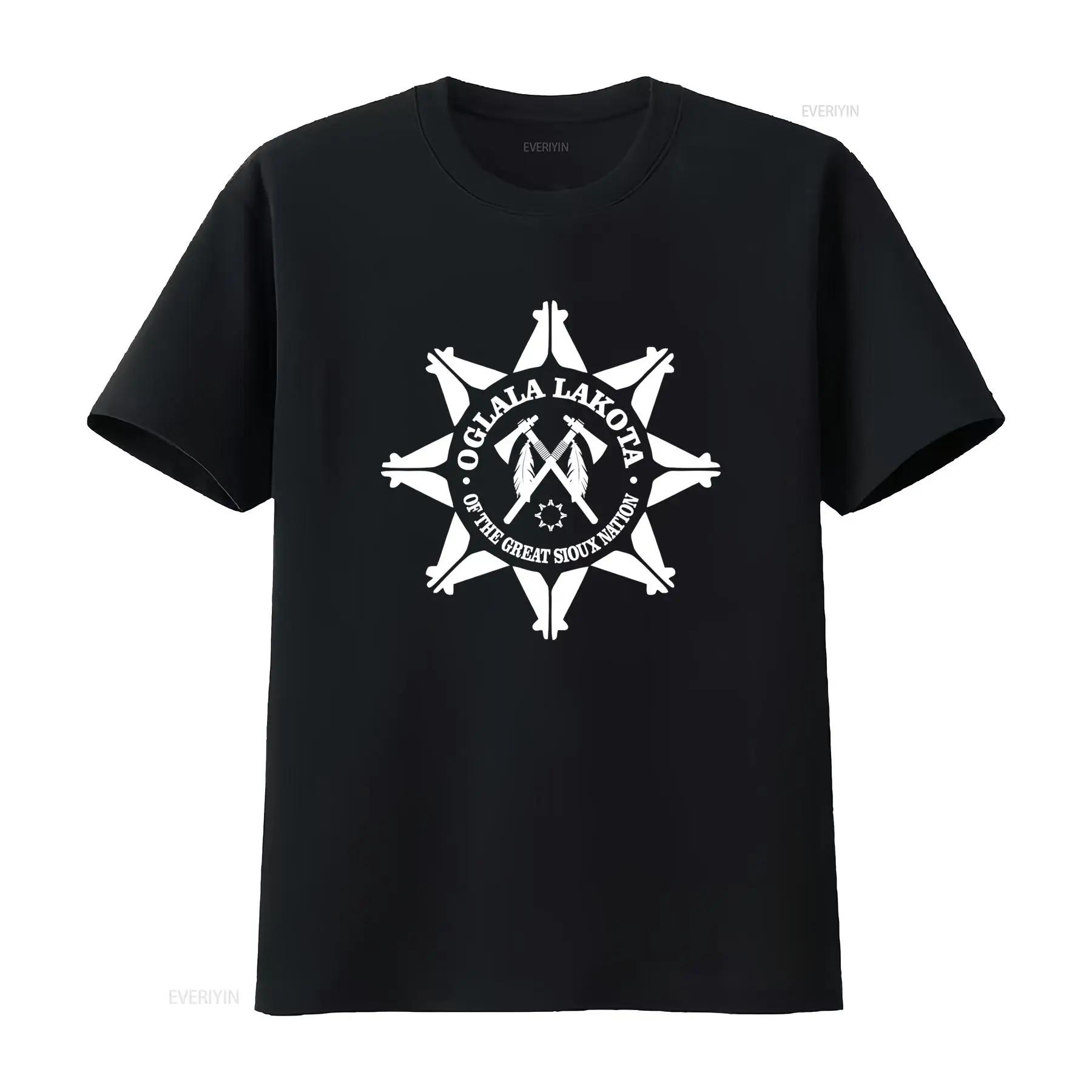 

Oglala Lakota of the Great Sioux Nation Symbolic Design T shirt IU6T vintage Washed designer clothes Casual Versatile Unisex ... S разноцветный