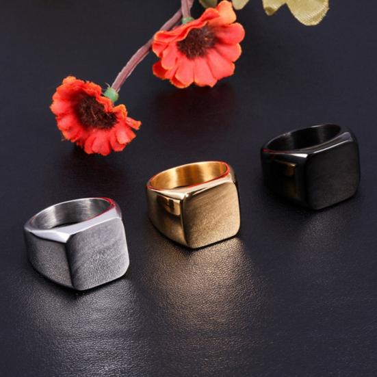 Night Club Punk Square Men Smooth Band Wide Finger Ring Jewelry Birthday