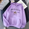 Herbstkleidung Bad Bunny Monaco Damen Kapuzenpullover Freizeit Fleece Sweatshirts Weiblich Frau Hoodie Hip Hop Pullover Streetwear Unisex