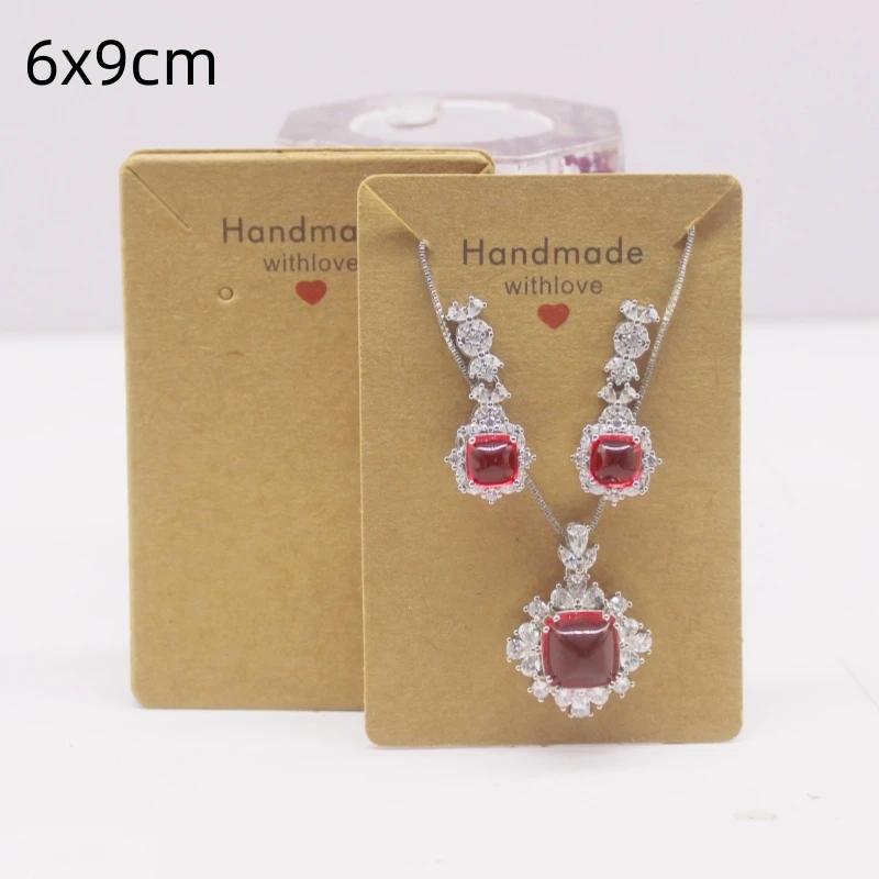 50pcs White/kraft Paper HANDMADE Series Multi Size Cards, Earrings, Necklaces, Jewelry Cards