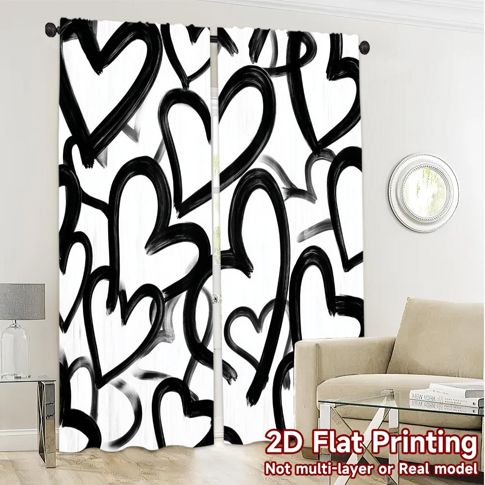 Minimalist Flat Printing Jit Curtains Without Rod Heart Whirl Chic Polyester Easy Install Room Set Of 2 Made