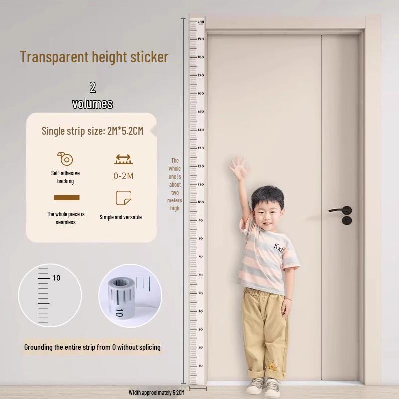 Transparent Removable Height Chart Sticker for Kids - Accurate Wall Measurement