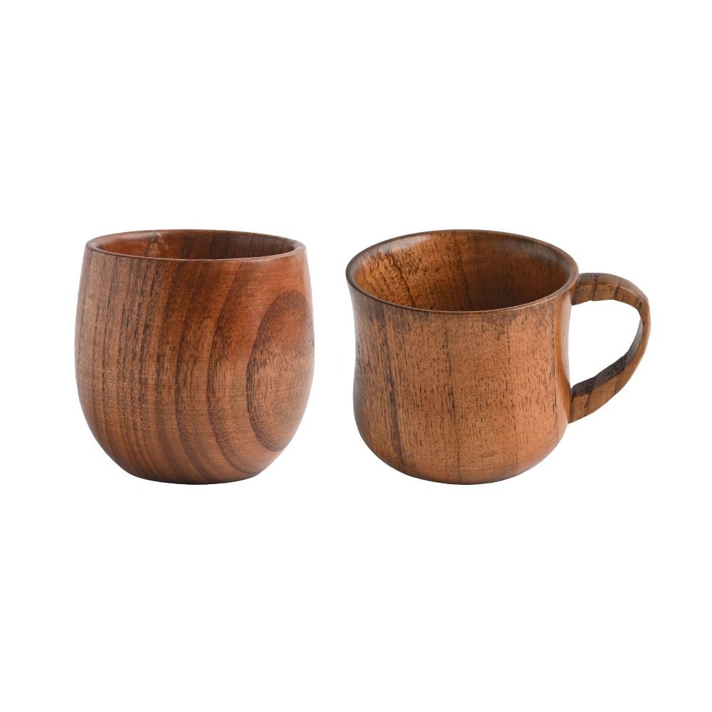 Japanese-style Solid Wood Wooden Cup Handle Retro Coffee Cup Heat Resistant Beer Mug Kitchen