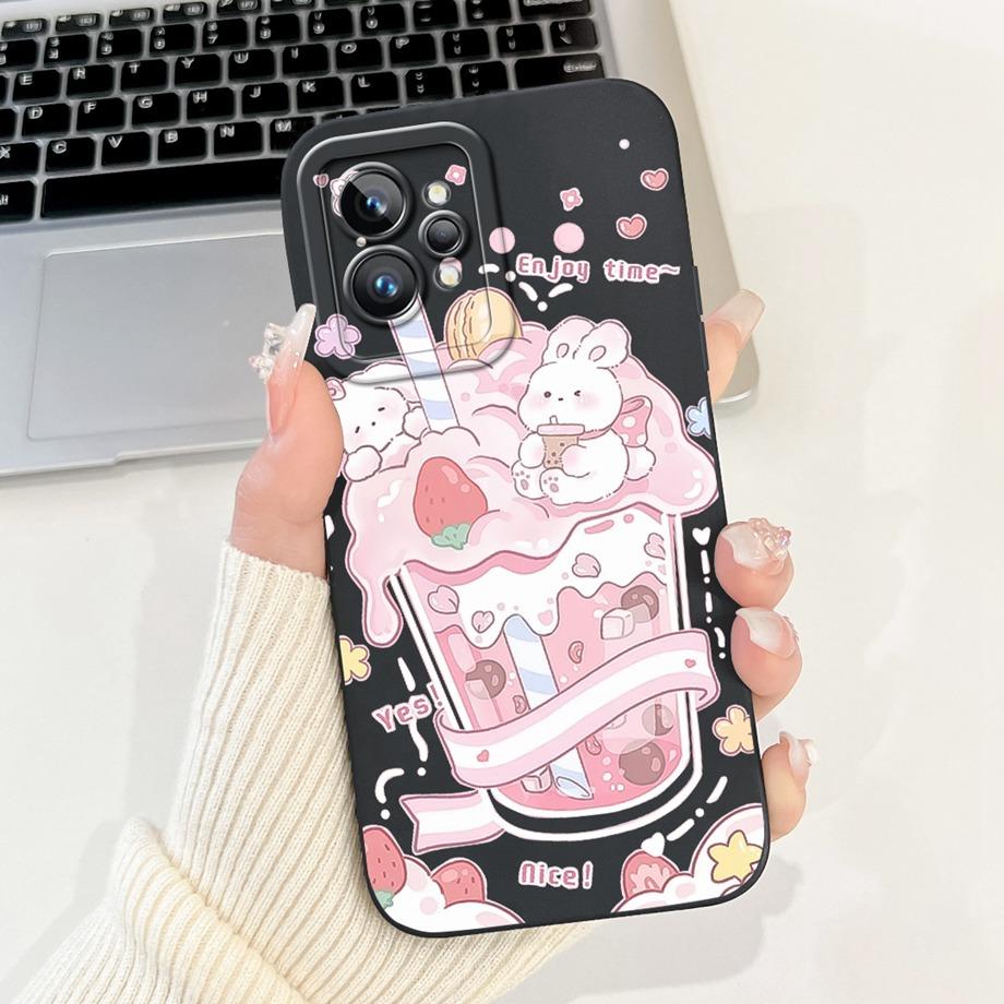 For Realme GT2 Pro Realme GT7 Pro Phone Case Realme Neo2 GT 2 Fundas Liquid Silicone Soft Back Cover Rabbit Panda Flower Capa