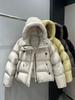 Hooded white duck down jacket women's short winter fashion high sense loose small puff bread jacket