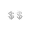 New Gothic Copper Zircon Dollar Symbol Stud Earring for Men Women Hip Hop Gold Color Plated Earrings Design Jewelry Gifts